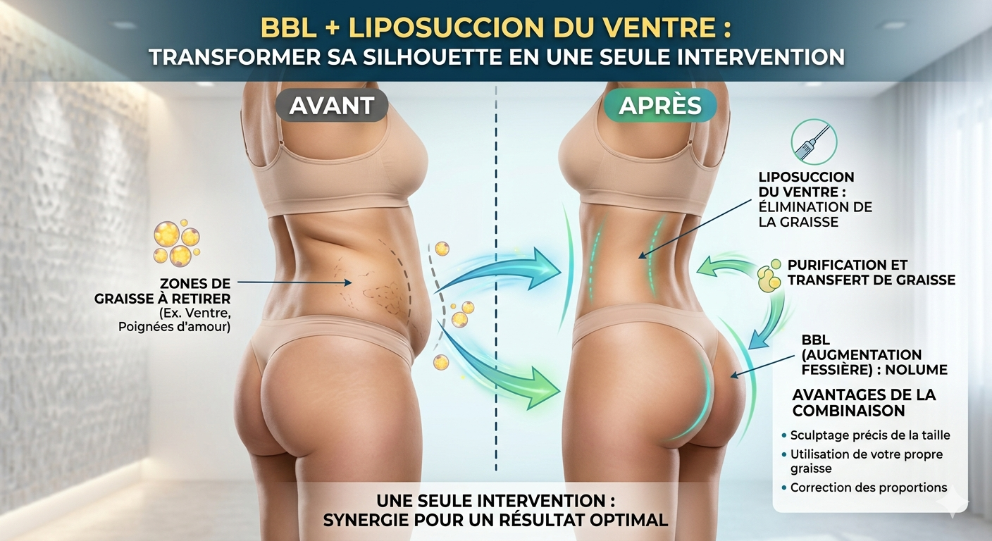 BBL + liposuccion ventre à Casablanca : transformer sa silhouette en une seule intervention