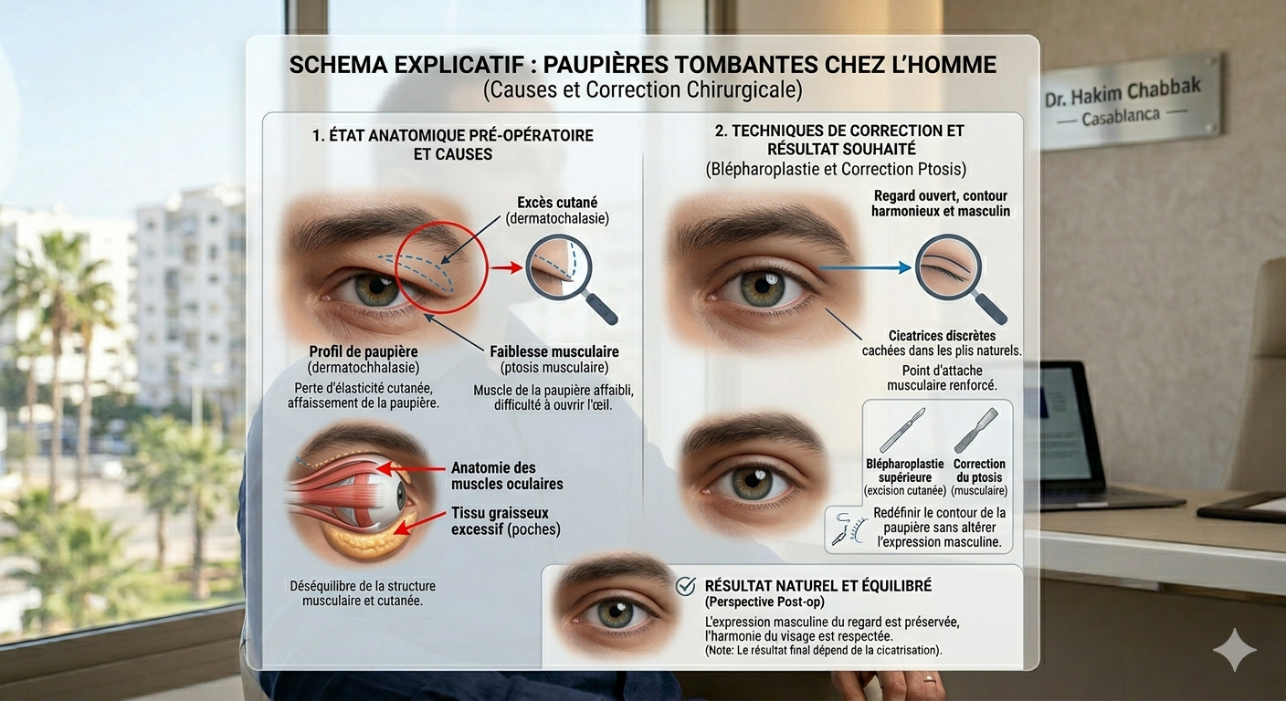 Paupières tombantes chez l'homme : comprendre et corriger chirurgicalement