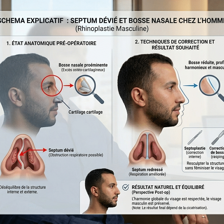 RHINOPLASTIE MASCULINE : SEPTUM DÉVIÉ ET BOSSE NASALE